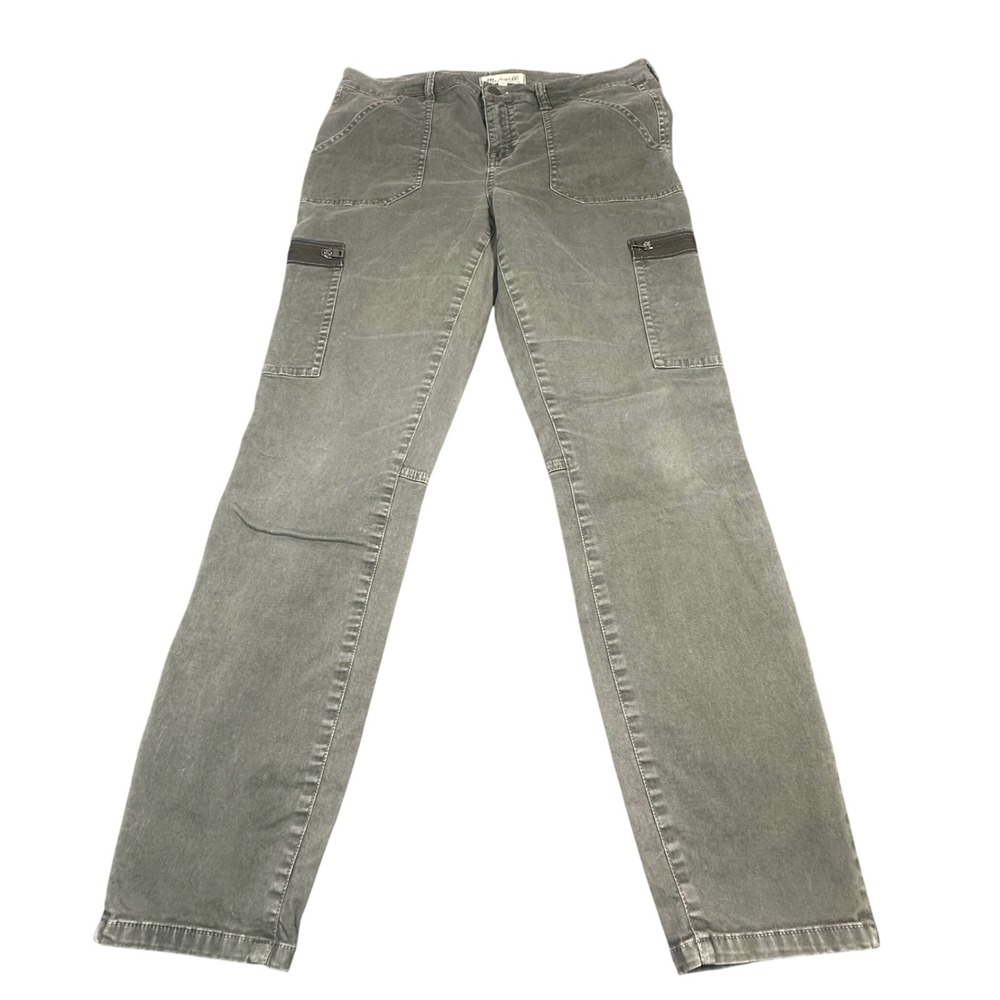 Madewell Women Olive Green Cargo Pants Size 30 Utility Zipper Ankle Hem